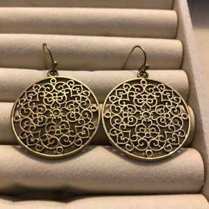 Burnt gold patterned medallion earrings